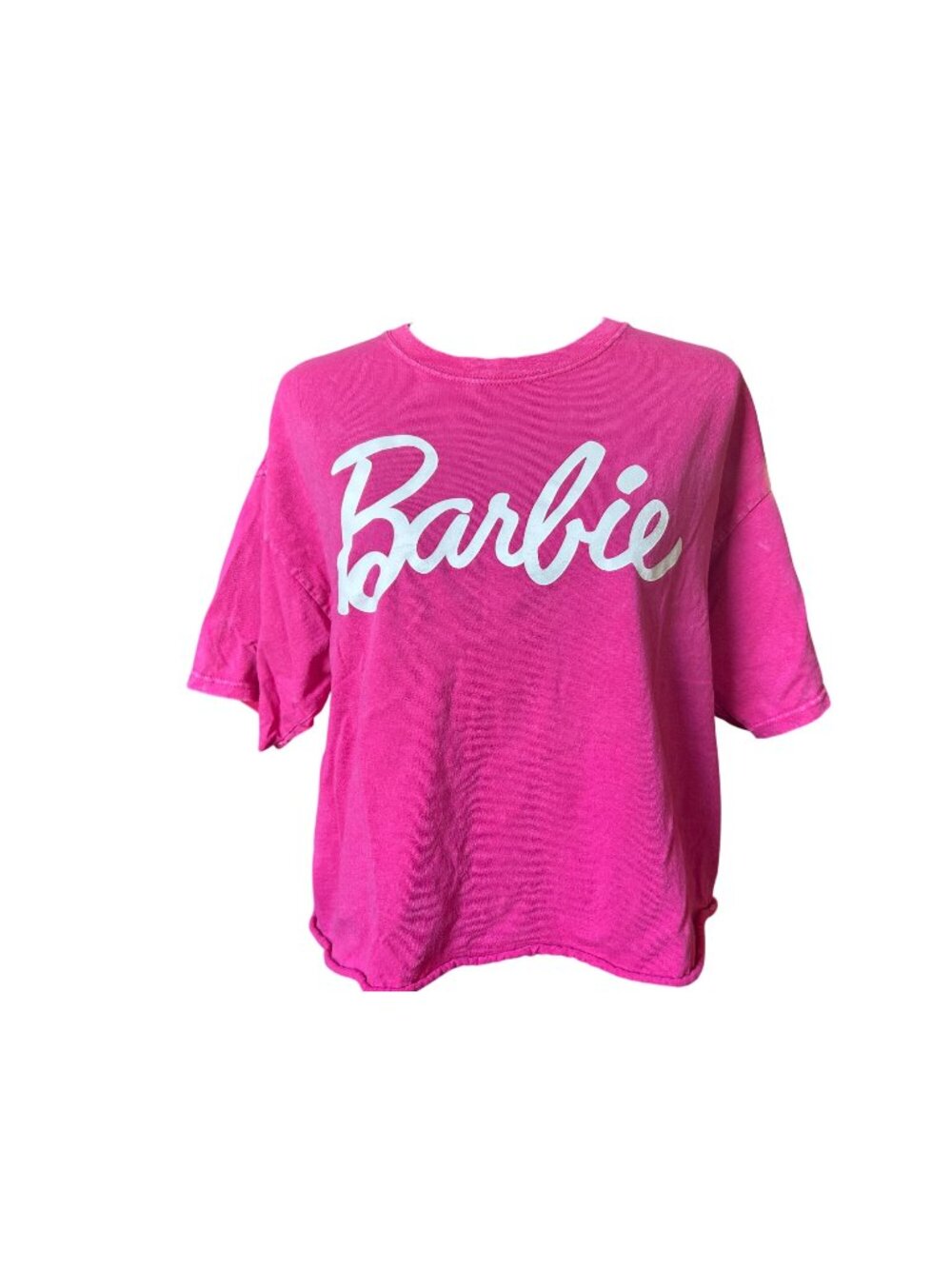 Barbie Pink Cropped Logo Tee – Hot Pink Graphic T‑Shirt Women’s‎ XL